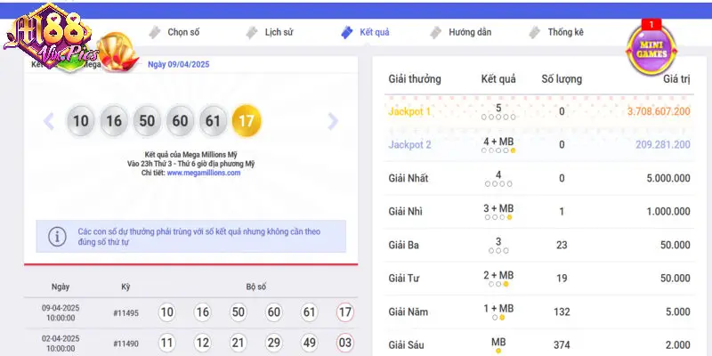 Kết quả quay số Mega Millions cập nhật nhanh chóng