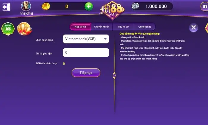 Hệ thống nạp m88vin xử lý giao dịch hoàn toàn tự động