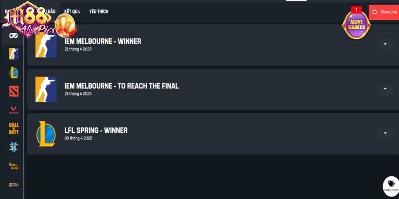 M88vin cập nhật liên tục những giải đấu thể thao điện tử