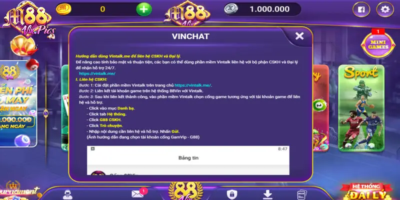 Phần mềm Vintalk giúp liên hệ M88vin an toàn, bảo mật cao