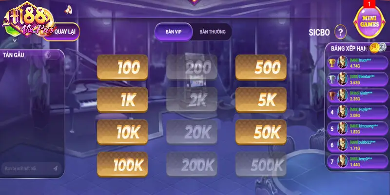 Sicbo M88vin bàn VIP lựa chọn dành cho dân chơi